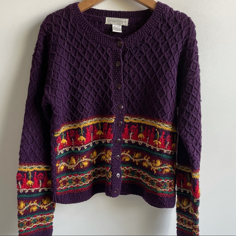 Vintage 90s Casual Corner Chunky Embellished Cardigan